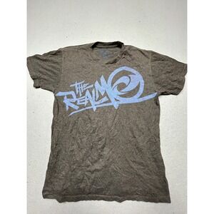 The Realm T Shirt Cotton Blend Charcoal Grey Blue Graphic Size M Mens